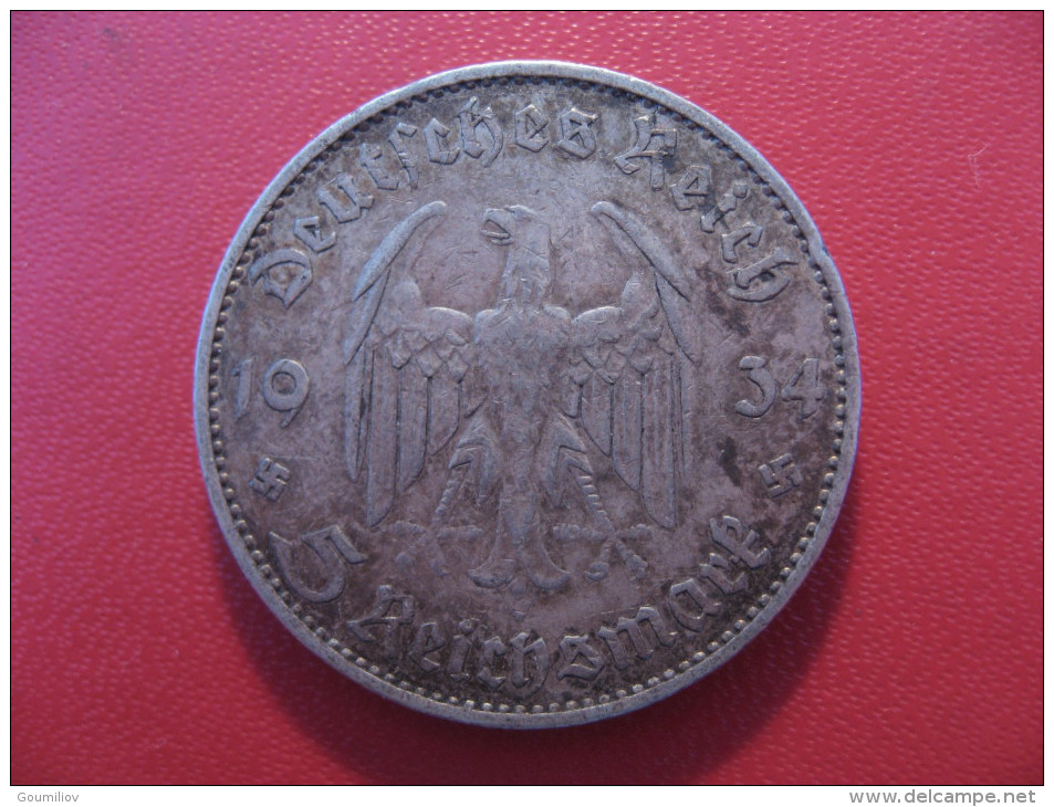 Allemagne - 5 Mark 1934 A 4390 - 5 Reichsmark