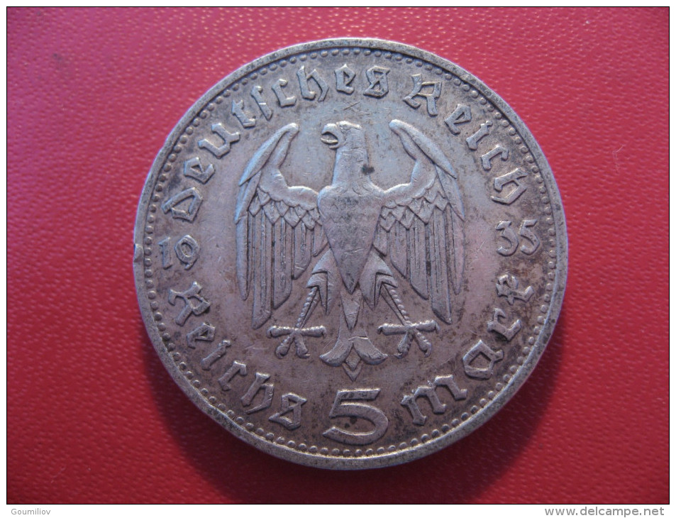 Allemagne - 5 Mark 1935 D Hindenburg 4385 - 5 Reichsmark