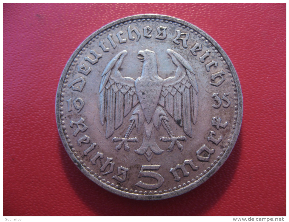 Allemagne - 5 Mark 1935 D Hindenburg 4395 - 5 Reichsmark