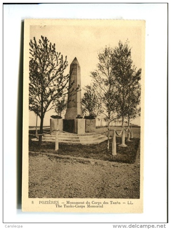 CP - POZIERES (80) MONUMENT DU CORPS DES TANKS - Autres & Non Classés