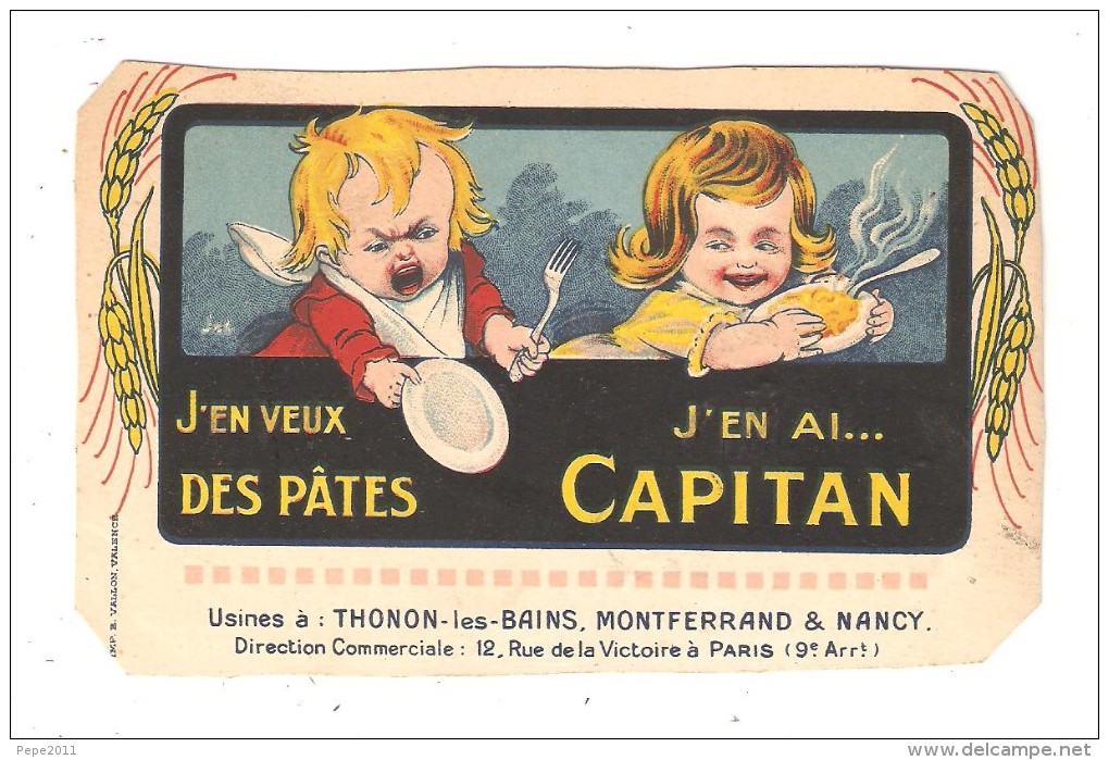 CPA Publicité  Produits CAPITAN 2 Enfants J´en Veux Des Pâtes J´en Ai CAPITAN Usines Thonon Montferrand & Nancy - Advertising