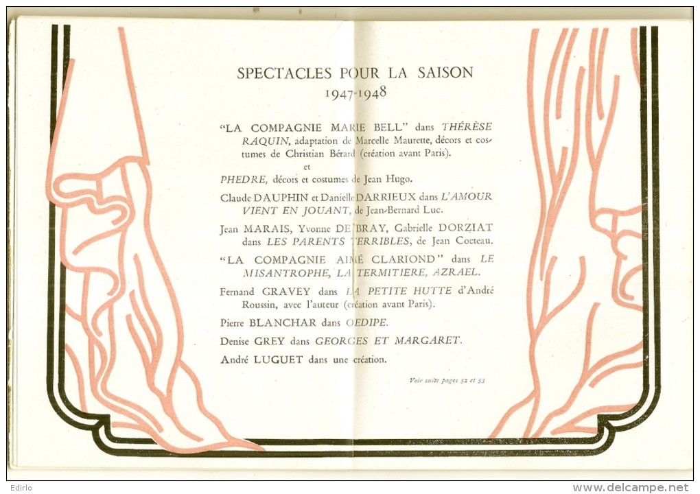 LYON  Programme Théatre Des Celestins Années 1947 / 48 - 60 Pages Art Déco Pubs Photos TTBE - Programas