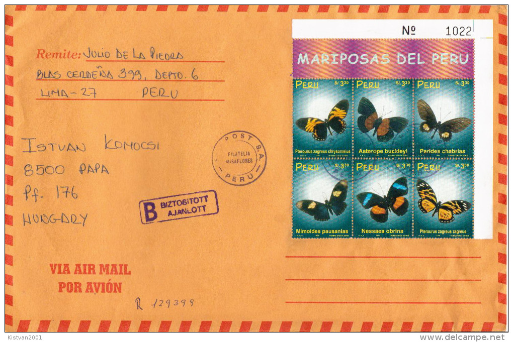 Postal History Cover: Peru Butterflies Set On R Cover - Butterflies