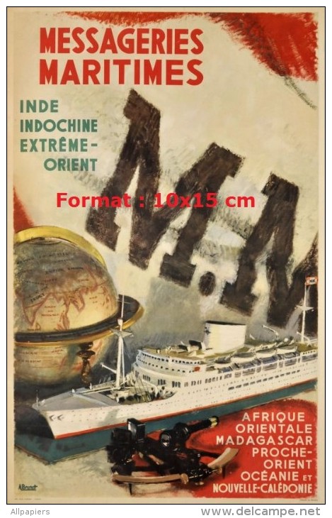 Reproduction D'une Photographie D'une Affiche Messageries Maritimes Inde Indochine Extrême-Orient - Autres & Non Classés