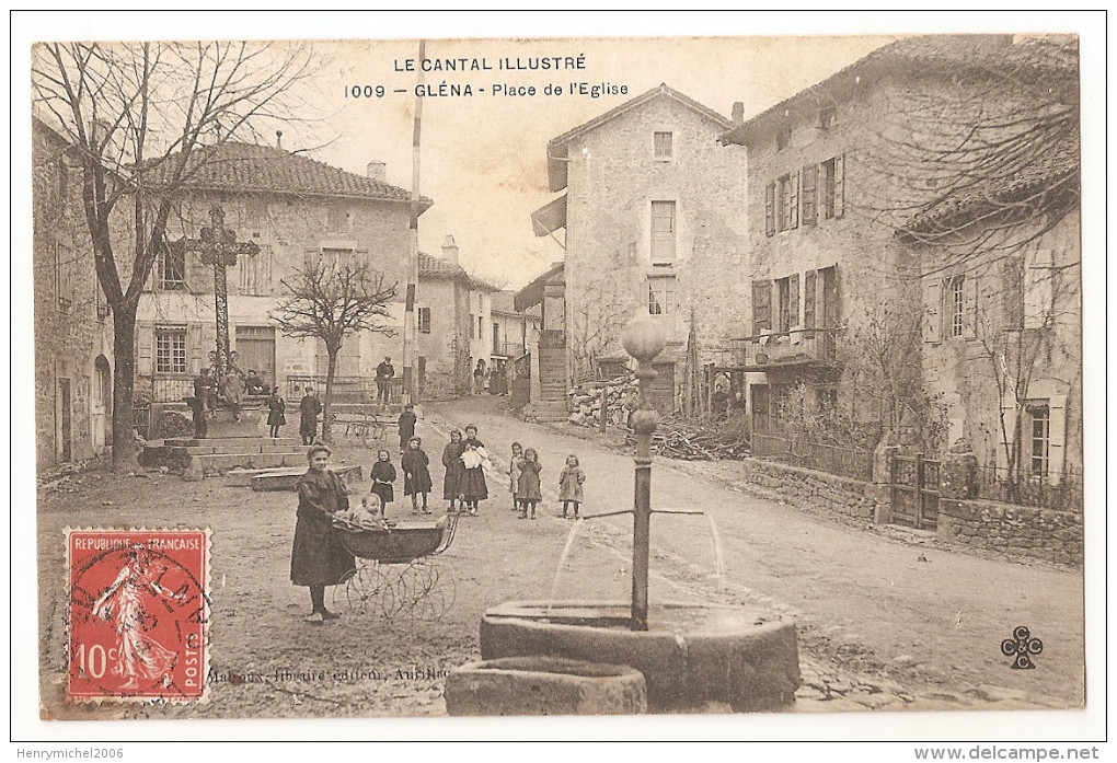 Cantal - 15  - Gléna Glénat Place De L'église 1908 Animée - Other & Unclassified