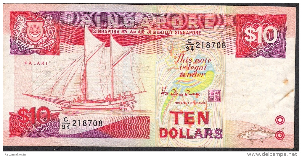 SINGAPORE  P20 10  DOLLARS 1988 #C/94    VF  NO  P.h. - Singapur