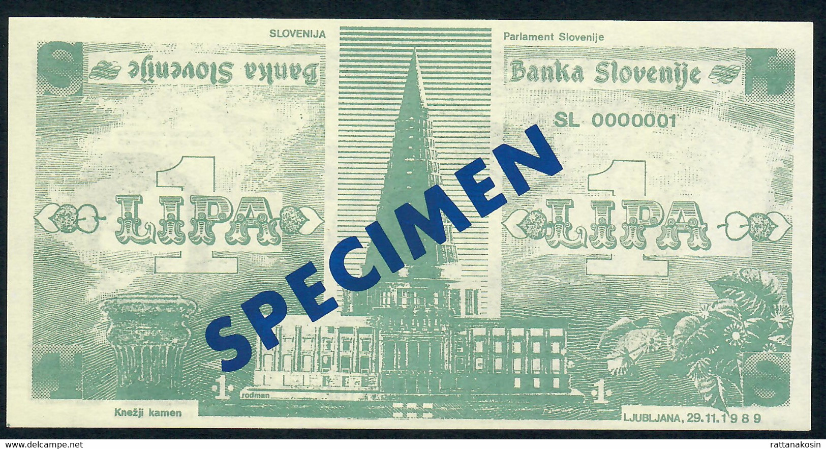 SLOVENIA  NLP  1  LIPA   1989   SPECIMEN    UNC. - Slowenien