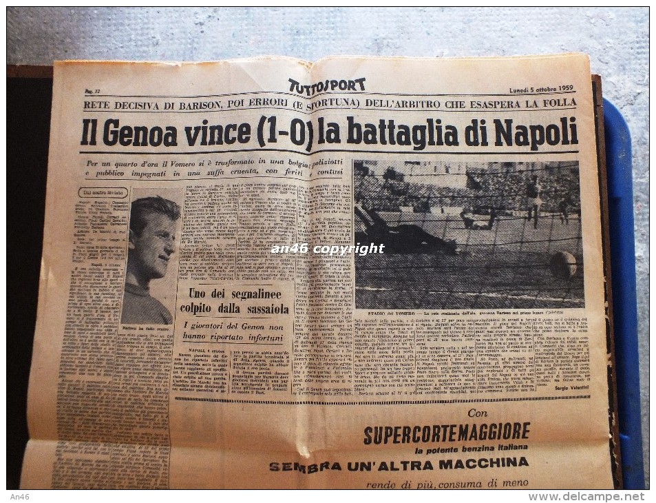 TUTTOSPORT-DEL LUNEDI´ 5 OTTOBRE 1959-COMPLETO DI 12 PAGINE E IN BUONO STATO- - Sport