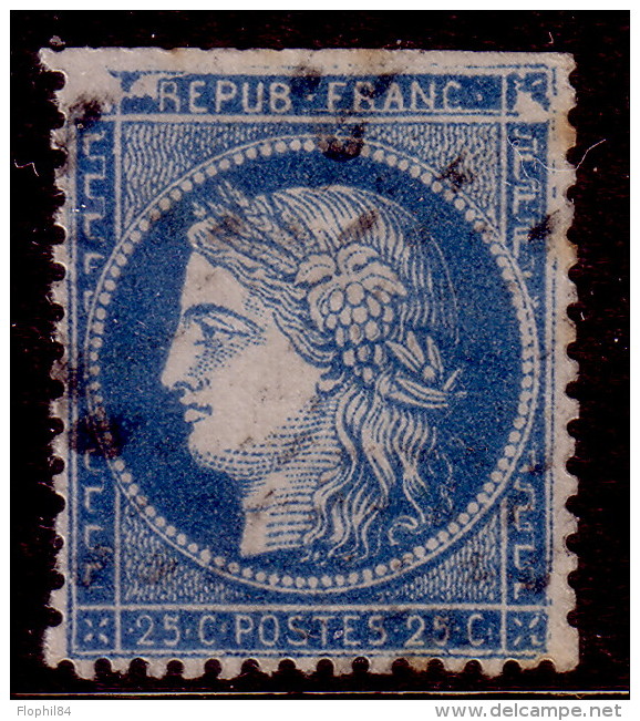 VARIETE GRANDE CASSURE - N°60 CERES 25c BLEU - DENTS COUPEES SUR LE HAUT - RARE. - 1871-1875 Cérès