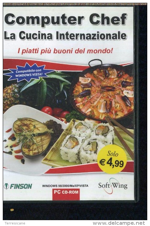 X CD ROM COFANETTO COMPUTER CHEF LA CUCINAINTERNAZIONALE FINSON WIN 98 2000 ME XP VISTA - CD