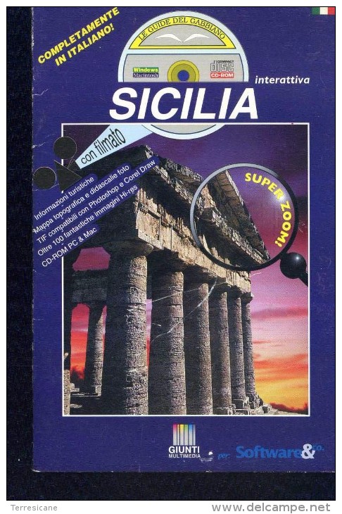 CD ROM COFANETTO SICILIA INTERETTIVA LE GUIDE DEL GABBIANO INFO TURISTICHE MAPPA 100 FOTO TIF GIUNTI - CD