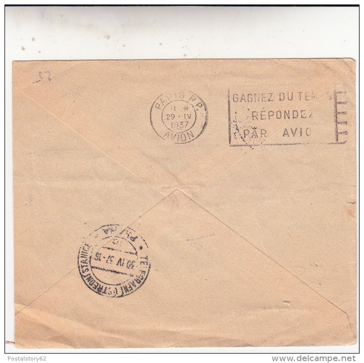 Dakar To Praga. Cover Par Avion 1937 - Airmail