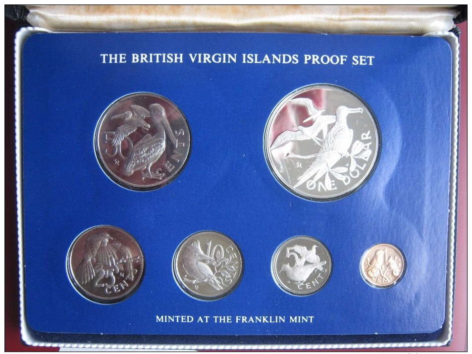 British Virgin Islands 1976 Proof Set With Silver Dollar Cased + COA Franklin Mint - British Virgin Islands