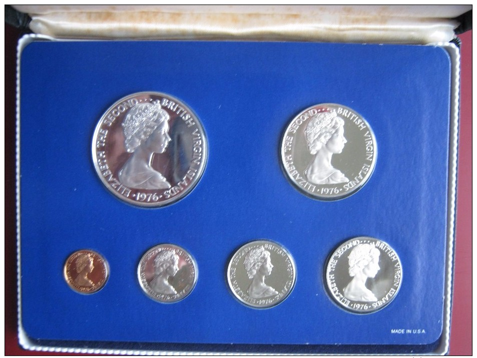 British Virgin Islands 1976 Proof Set With Silver Dollar Cased + COA Franklin Mint - Isole Vergini Britanniche