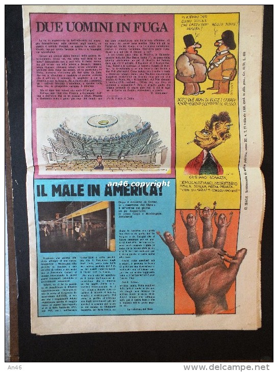 "Il MALE" Settimanale Di Satira Politica N°7- Del 27 Febbraio1980-16 Pagine-originale D´epoca- - Altri & Non Classificati