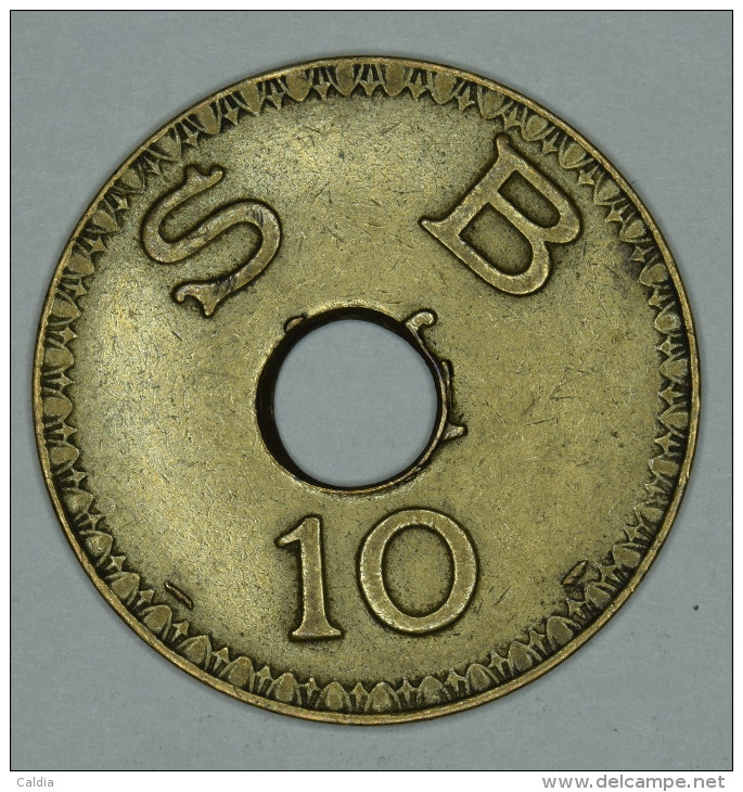 Monaco Jeton Token 10 FRANCS Troué - ST DES BAINS DE MER - "" CERCLE Des ÉTRANGERS "" # 1 - Autres & Non Classés