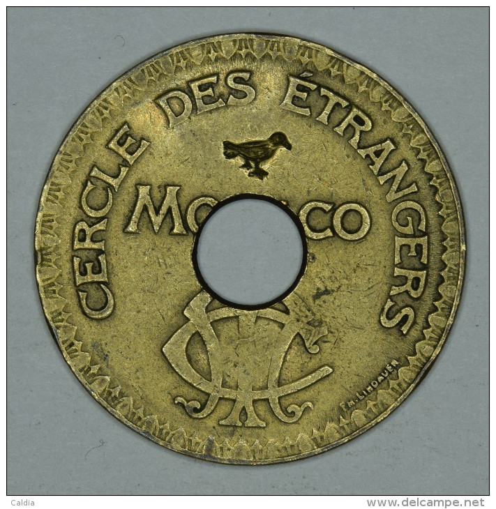 Monaco Jeton Token 10 FRANCS Tir Aux Pigeons Troué - ST DES BAINS DE MER - "" CERCLE Des ÉTRANGERS "" # 3 - Autres & Non Classés