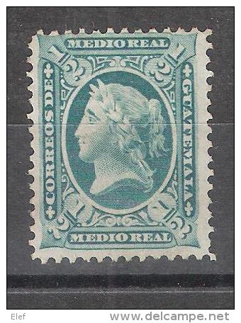 GUATEMALA 1875, Libertad Yvert N° 8, 1/2 REAL , Vert Bleu Neuf (*), TB - Guatemala