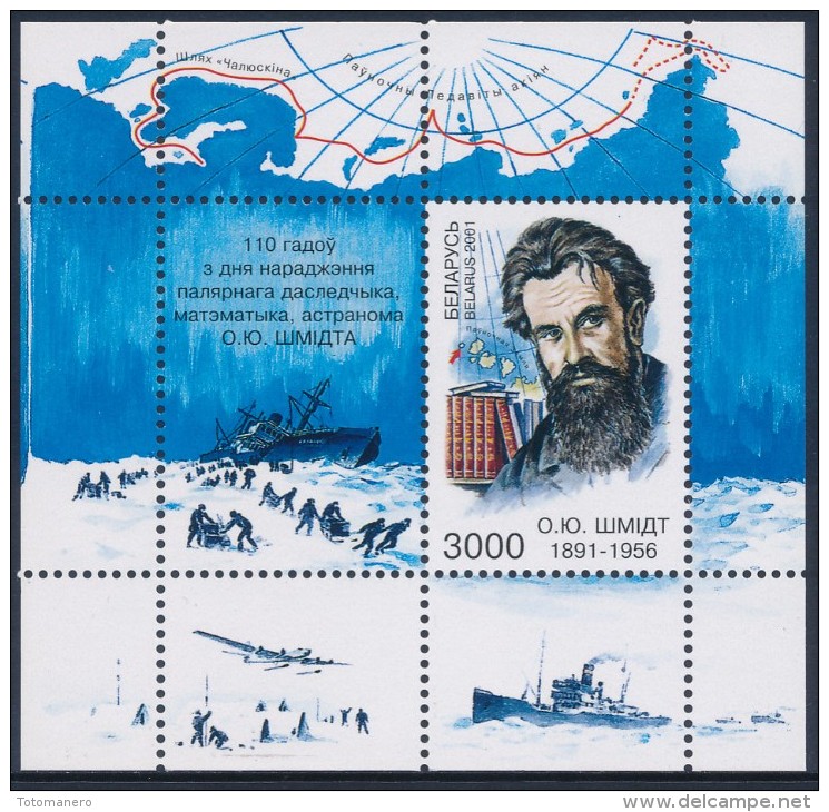 BELARUS/Weißrussland 2001 Otto Shmidt Polar Explorer Minisheet** - Polarforscher & Promis