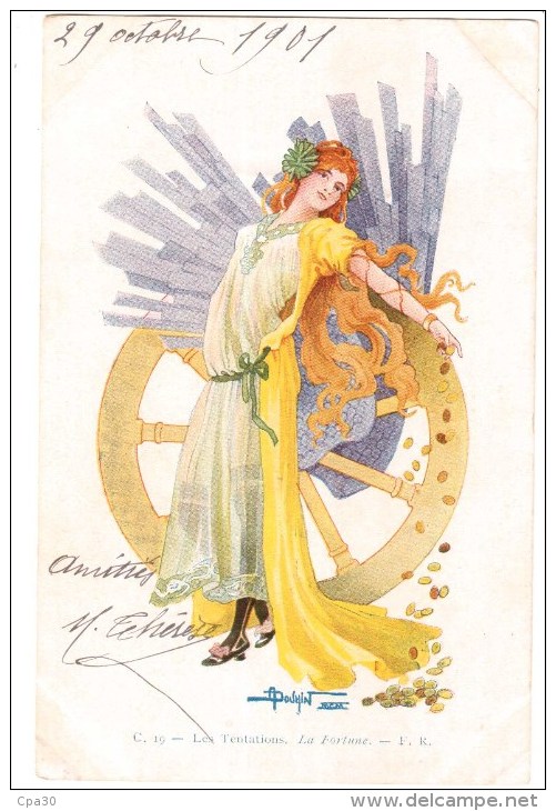 ART NOUVEAU.ILLUSTRATEUR  ILLISIBLE.LES ENTATIONS.LA FORTUNE - Autres & Non Classés