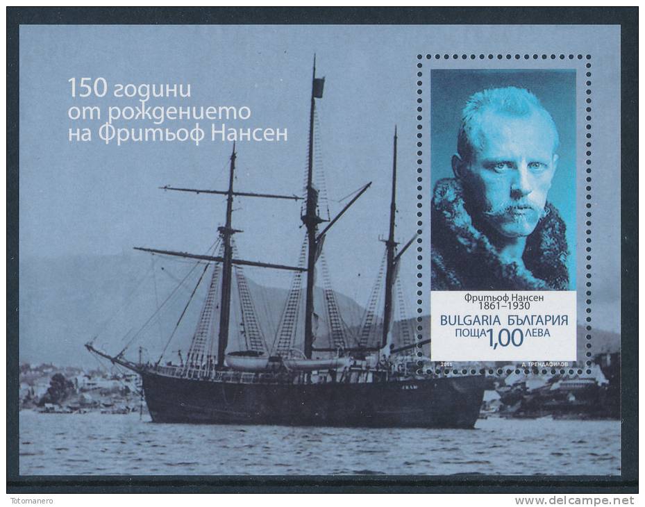 BULGARIA/Bulgarien 2011, 150th Anniversary Of The Birth Of Norwegian Explorer & Scientist Fridtjof Nansen, Block** - Antarctic Expeditions