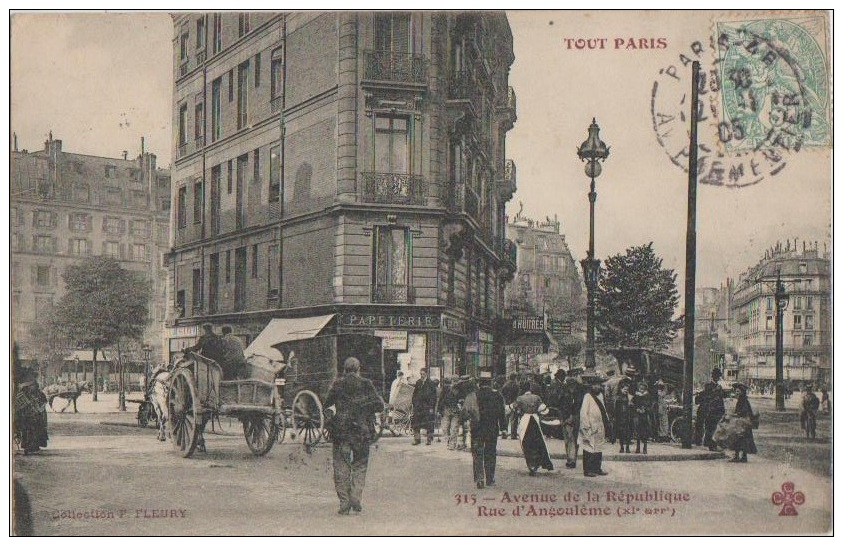 CPA 75 PARIS XI Avenue De La République Rue D'Angoulème Série Tout Paris N° 315 1905 - District 11