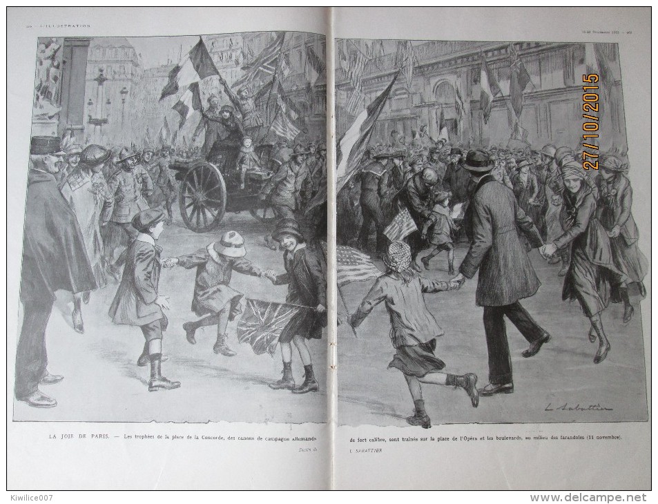 Guerre 1914-18 La Joie De PARIS Libéré  Libération  11 Nov  1918 Place De La Concorde Et L Opéra  Par Sabattier - Non Classés