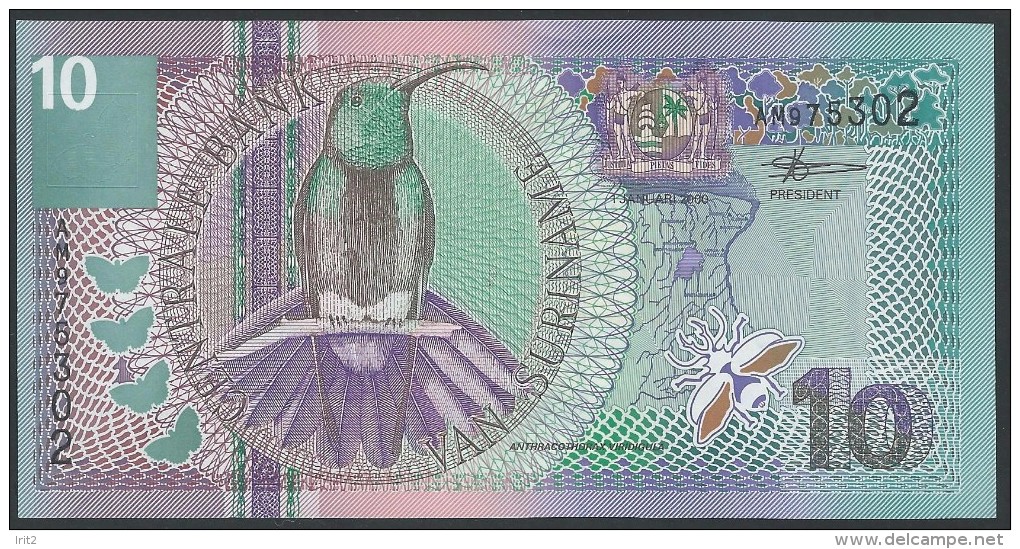 BANKNOTES  2000 SURINAME 10 GULDEN - Surinam