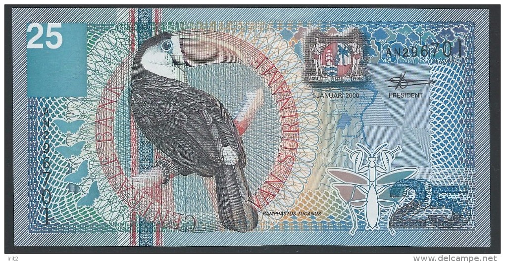 BANKNOTES  2000 SURINAME 25 GULDEN - Surinam