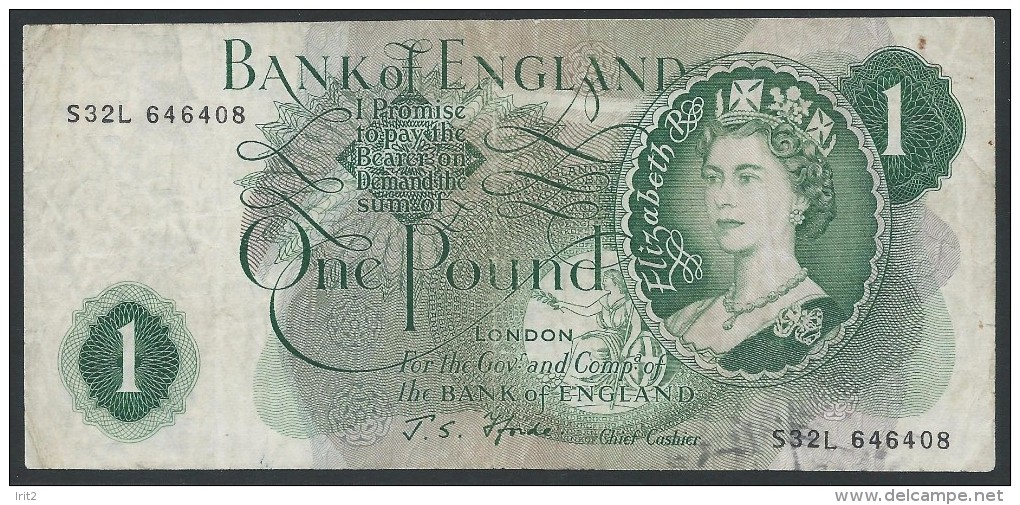 BANKNOTES 1966 GRAN BRETAGNA - ENGLAND-REGNO UNITO  1 POUND SERIE  S32L(646408) - 1 Pound