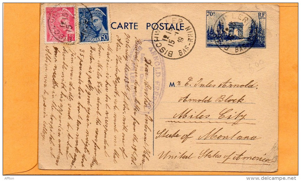 France 1938 Card Mailed To USA - Standaardpostkaarten En TSC (Voor 1995)