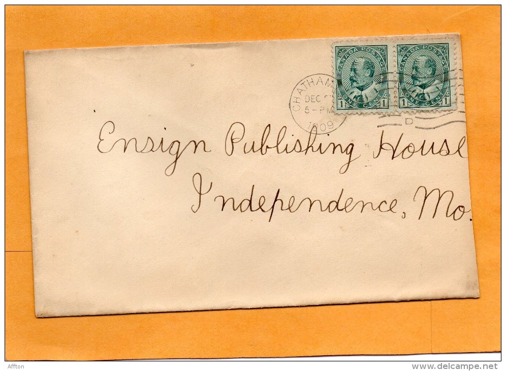 Canada 1909 Cover Mailed To USA - Cartas & Documentos