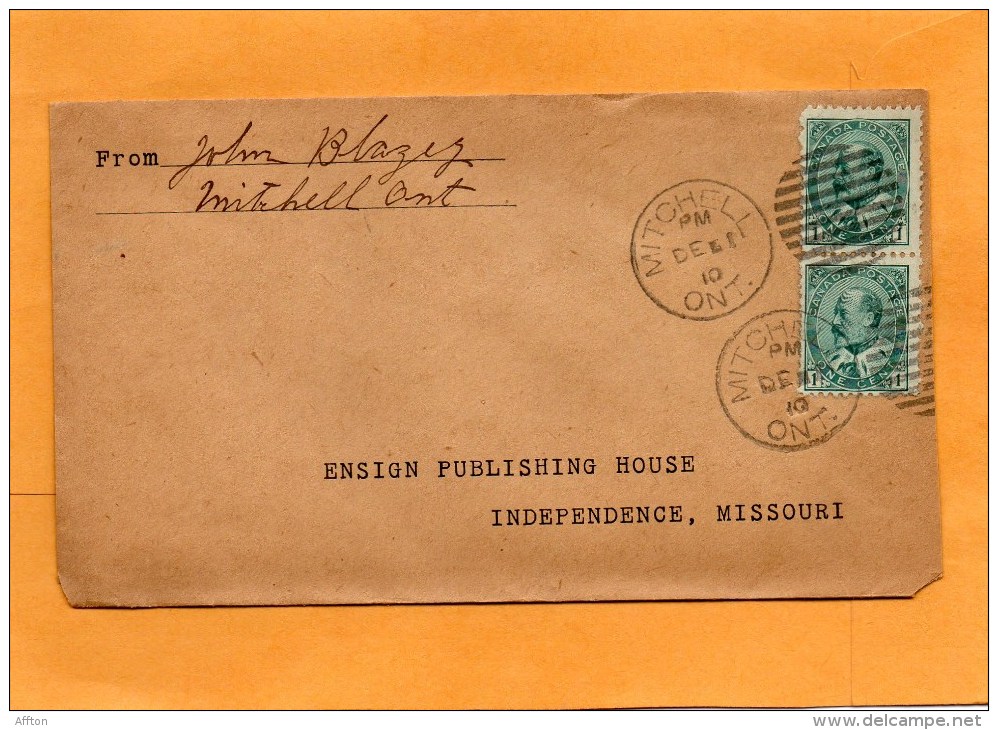 Canada 1910 Cover Mailed To USA - Brieven En Documenten
