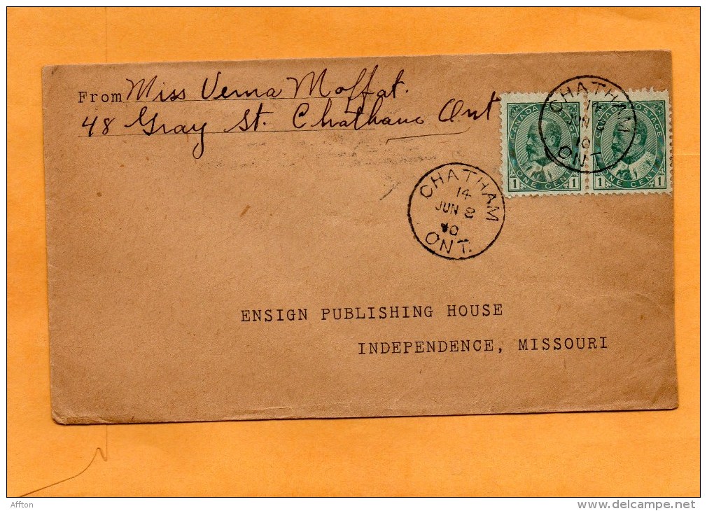 Canada 1910 Cover Mailed To USA - Cartas & Documentos