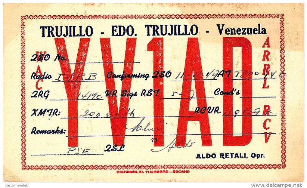 [DC4194] CARTOLINA - TRUJILLO EDO - VENEZUELA YV1AD - Viaggiata 1949 - Old Postcard - Venezuela