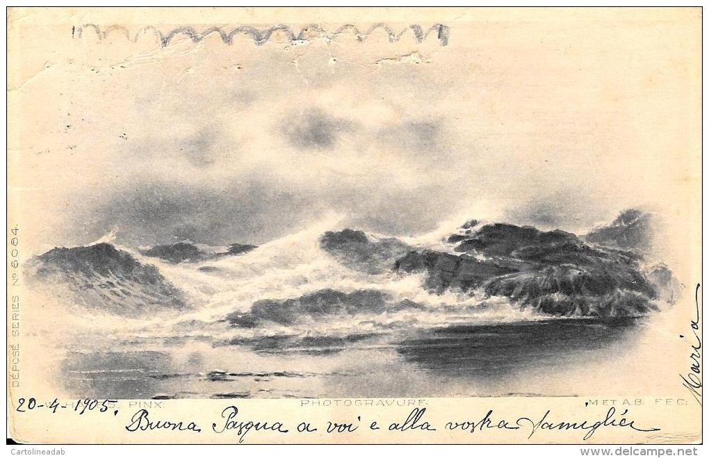 [DC4198] CARTOLINA - FOTOGRAFICA - MARE IN BURRASCA - Viaggiata 1905 - Old Postcard - Non Classificati