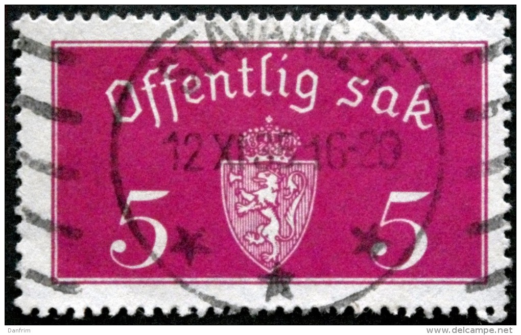 Norway 1933  Minr.10  I   3mm X19,5mm  STAVANGER  12-11-1935 ( Lot C 241 ) - Oficiales