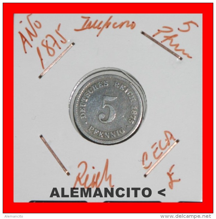 ALEMANIA  -  IMPERIO - 5 Pfn. AÑO 1875 - 5 Pfennig