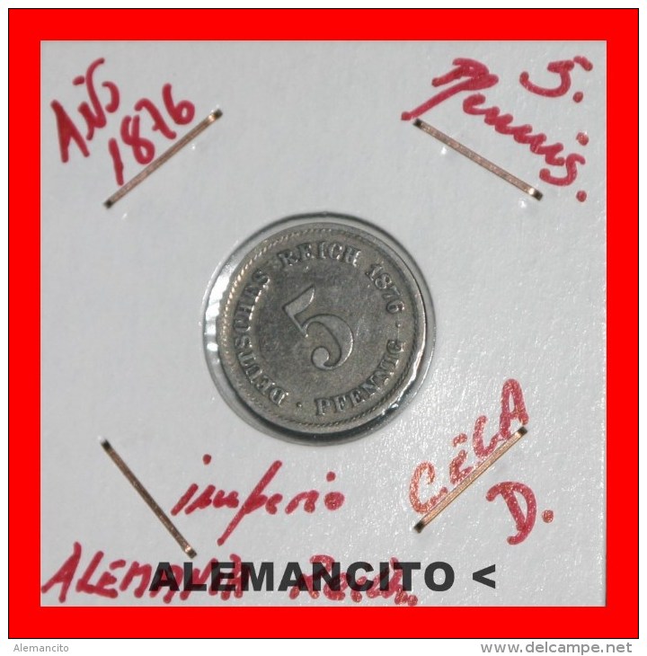 ALEMANIA  -  IMPERIO - 5 Pfn. AÑO 1876 - 5 Pfennig