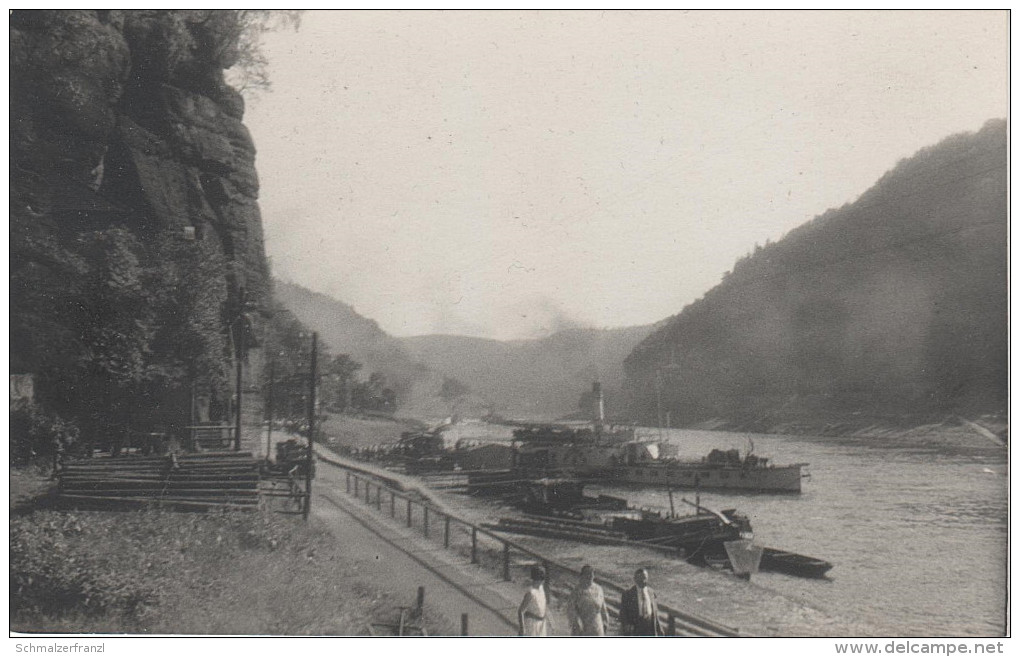 Leica Foto AK Herrnskretschen Hrensko Dampfer Anleger Böhmische Schweiz Bei Schöna Schmilka Niedergrund Tetschen Decin - Sudeten