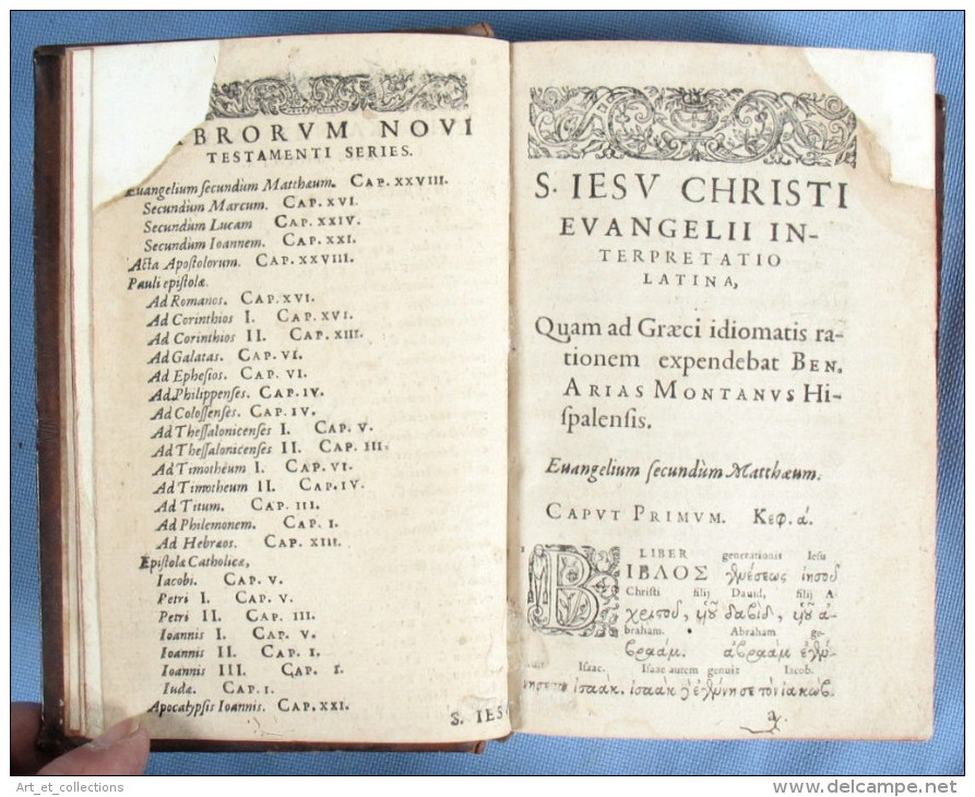 Nouveau Testament / Grec & Latin /  2 Tomes / Traduction Arias Montanus De 1571 - Antes De 18avo Siglo