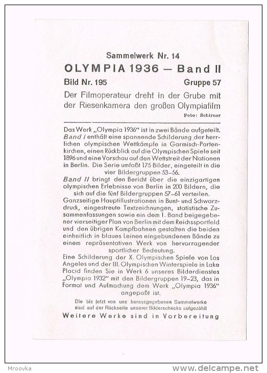 OLYMPIA 1936 - Der Filmoperateur -Olympiafilm/Berlin/Germany - Sport