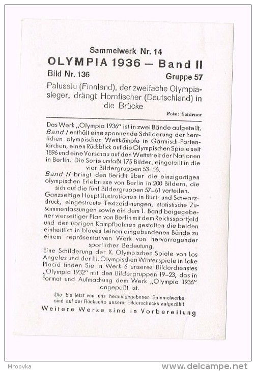 OLYMPIA 1936 - Palusalu (Finnland) - Hornifischer (Deutschland) - Sports