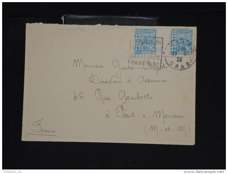 FRANCE - ALGERIE - Enveloppe De Oran Pour Pont à Mousson En 1929 - Aff. Plaisant - A Voir - Lot P11683 - Maximum Cards
