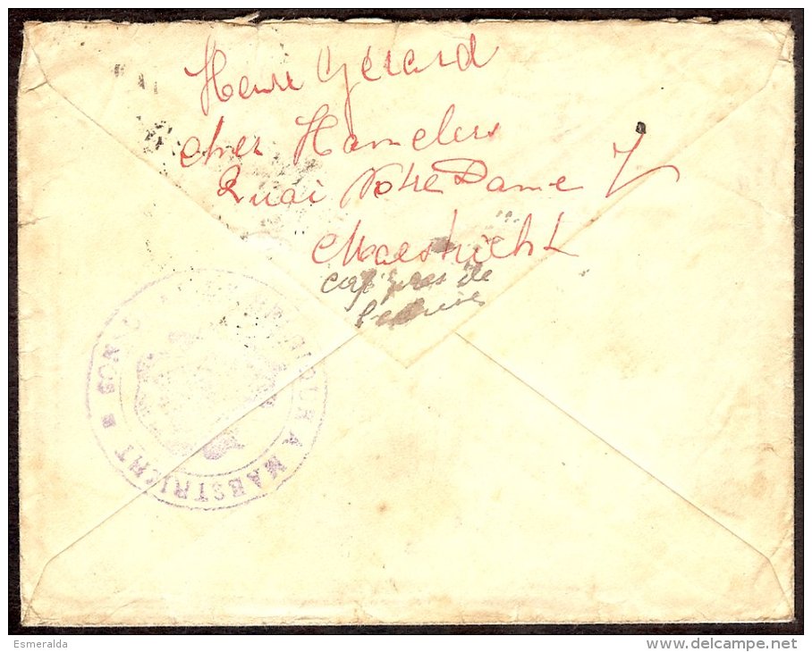 Lettre  En Franchise  Partie Du Consulat Belge à Maestricht: Postes Militaires Belge-Belgie Legerposterij +griffe 1918 - Lettres & Documents