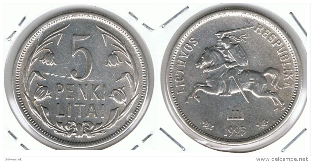 LITUANIA 5 PENKI LITAI 1925 PLATA SILVER P - Lituania