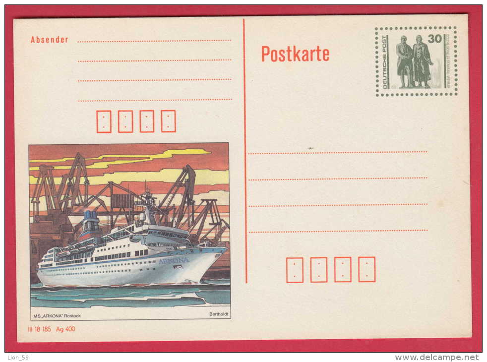 188810 / 1990 - 30 Pf. GOETHE SCHILLER MONUMENT , SHIP MS " ARKONA " ROSTOCK , BERTOLDT , Stationery DDR Germany - Cartes Postales - Neuves