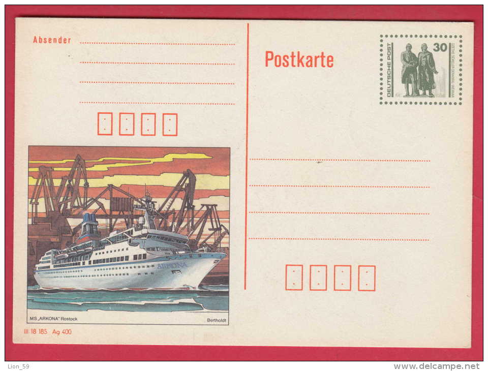 188811 / 1990 - 30 Pf. GOETHE SCHILLER MONUMENT , SHIP MS " ARKONA " ROSTOCK , BERTOLDT , Stationery DDR Germany - Cartes Postales - Neuves