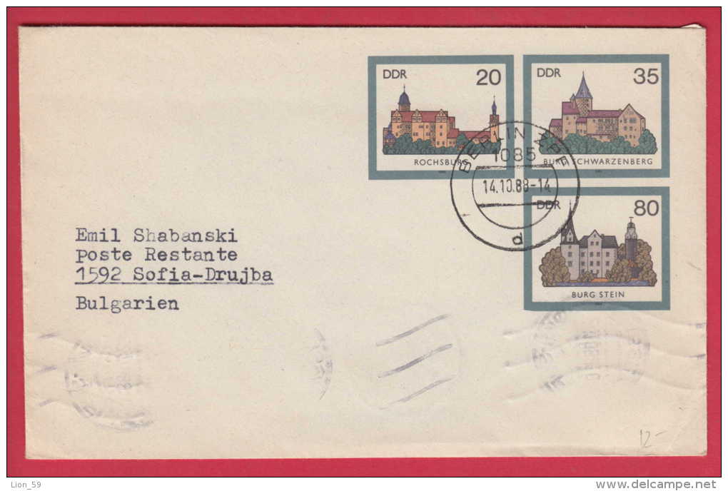 188817 / 1988 - 20+35+80 = 135 Pf. - ROCHSBURG , SCHWARZENBERG , BURG STEIN , Stationery DDR Germany - Sobres - Usados