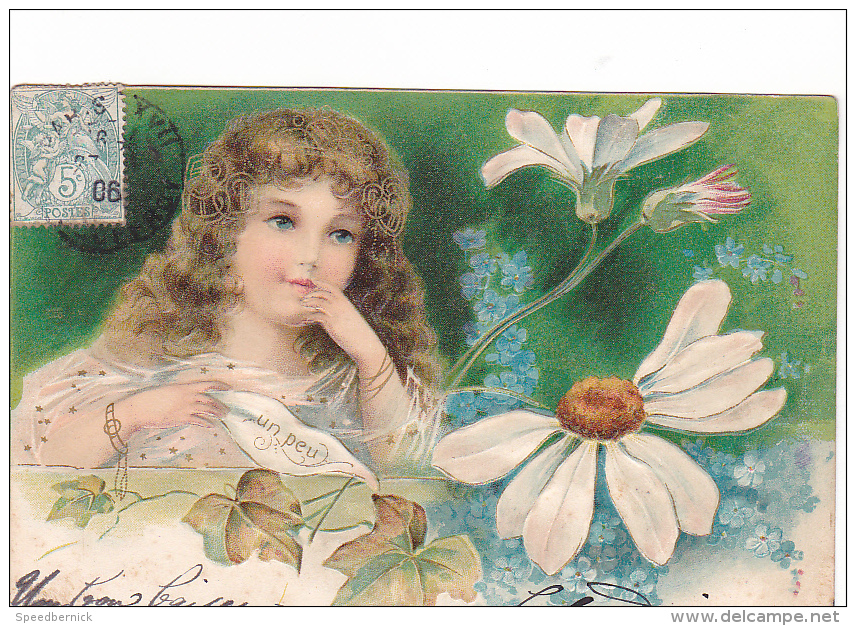25028 Enfant Fillette Amour Fleur -série Relief - Effeuiller Marguerite : Un Peu  -KF Paris Série746 - Femmes